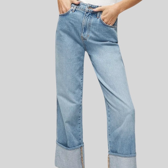 New Abercrombie &Fitch Women’s High Rise 90’s Straight Leg Cuffed Ankle Jeans 27 - Picture 4 of 10